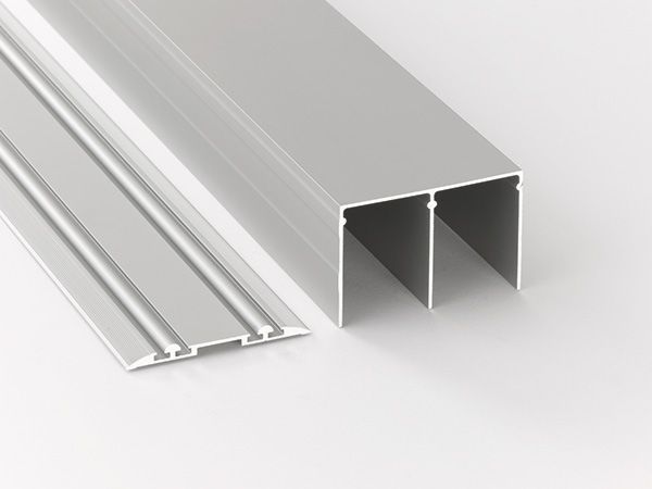 Flexo Schienen für Schiebetür Baupaket, Profil silber, 2-spurig, Länge 2m